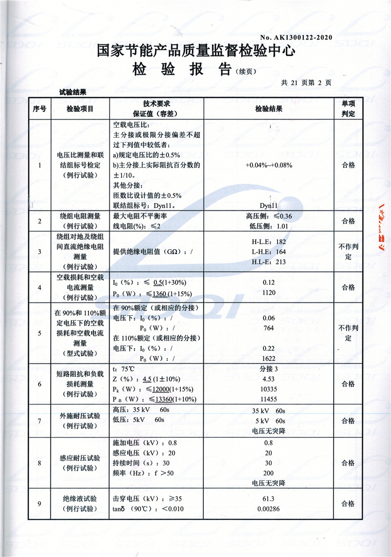 高低压试验报告-S11-1250科尔沁左翼中科尔沁左翼中科尔沁左翼中油浸式变压器-2.jpg